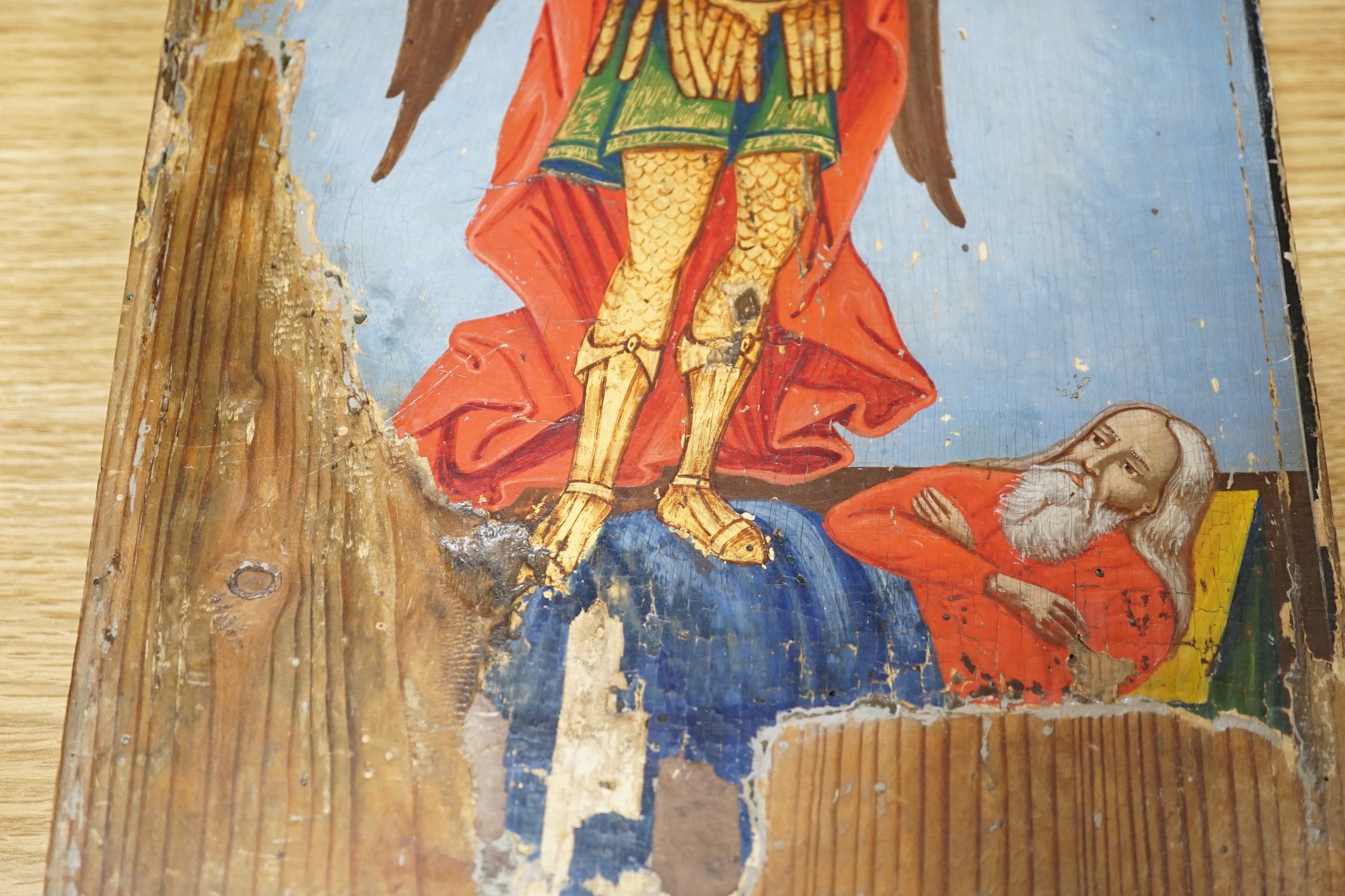 Two polychrome icons, largest 30cms high